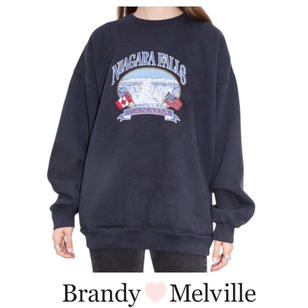 Brandy Melville Navy Niagara Falls Graphic Sweatshirt